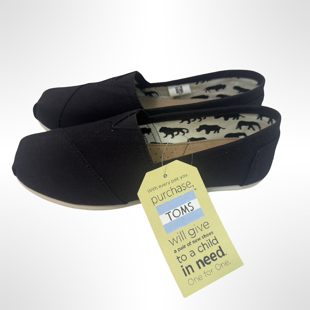 Toms Women's Classic Canvas Slip On Shoes Size 9 Wide New With Box Black Casual - Picture 3 of 7